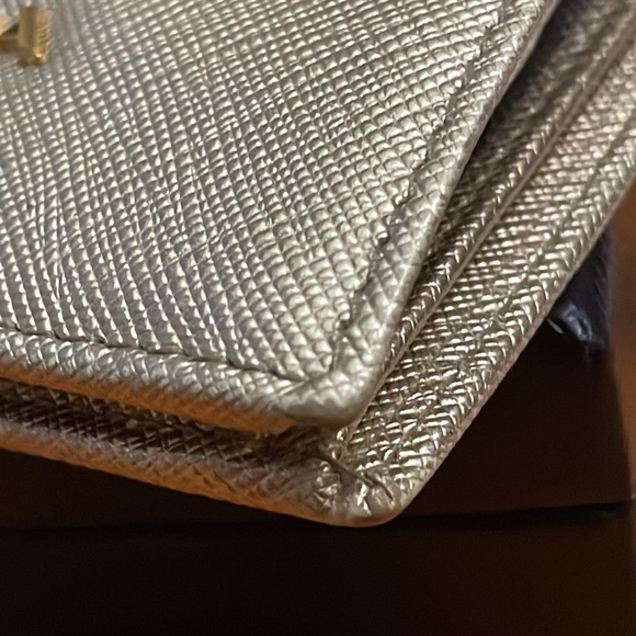 Soldā„ļøPRADA Small Leather Wallet in Metallic Silverš - Picture 11 of 14
